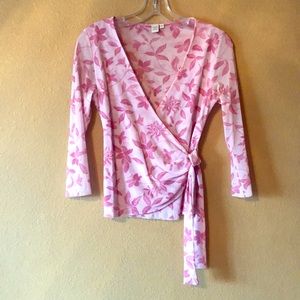 Sweet Pea floral wrap top.